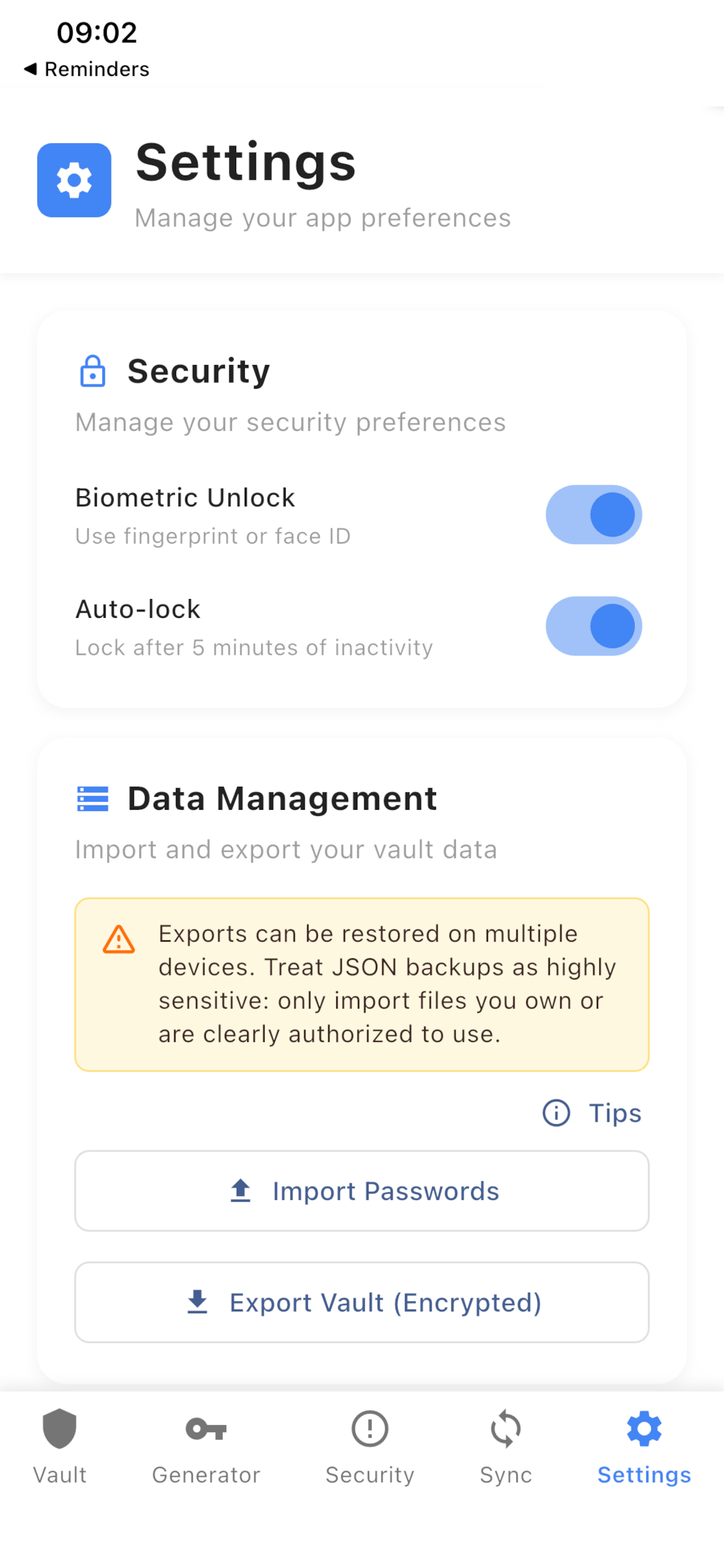 Import & export — iOS