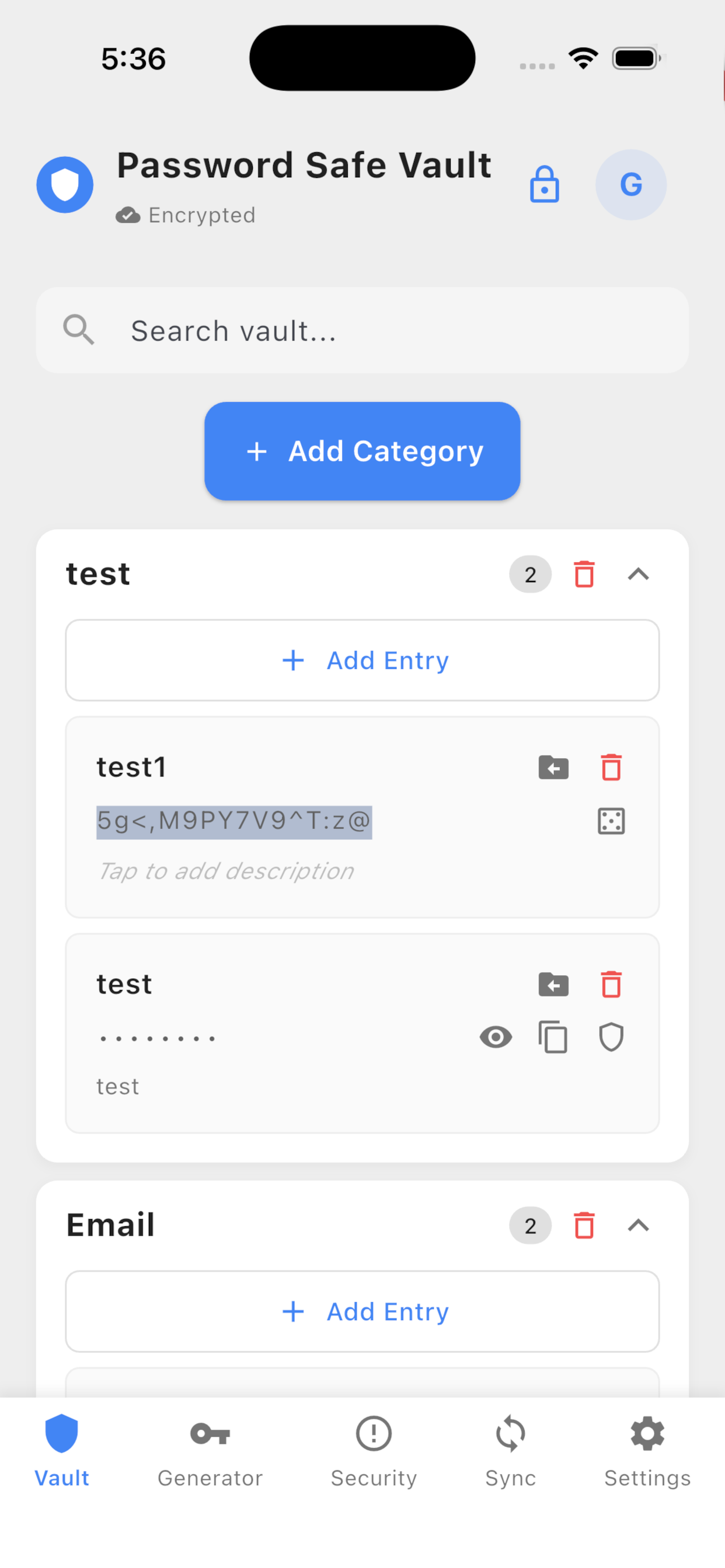 Create a new entry, then click the generate button on the right of the password field. — iOS