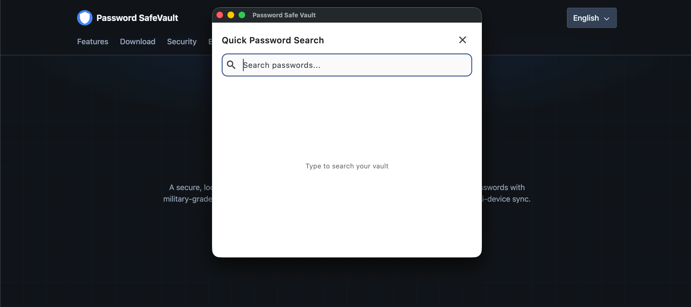 Quick password search