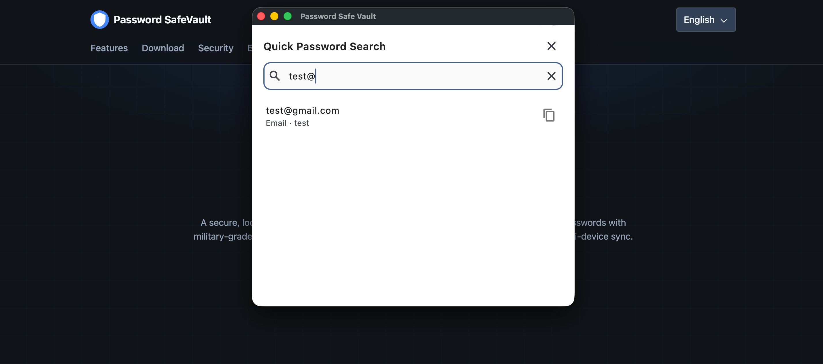 Quick password search