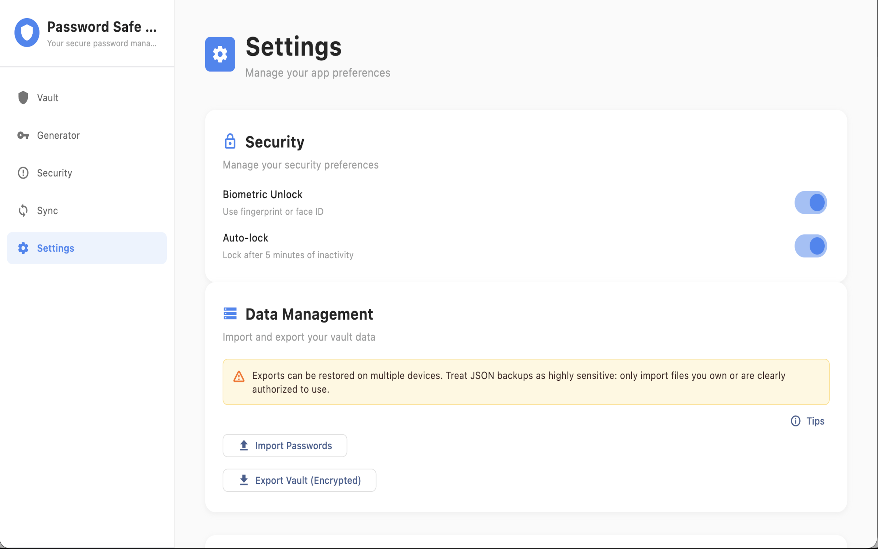 Import & export — macOS